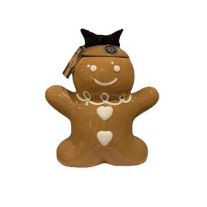 Peppermint & Pine - Adorable Gingerbread Girl Cookie Jar with Black Bow